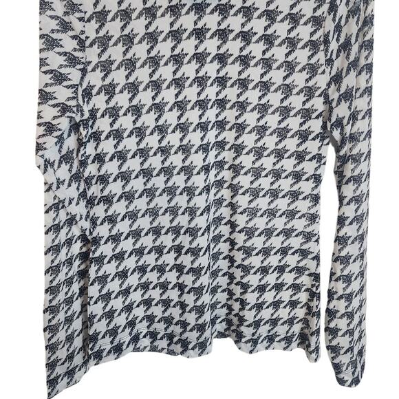 White House Black Market Lightweight Houndstooth Mock Neck Semi-Sheer Top, Small - Picture 3 of 5